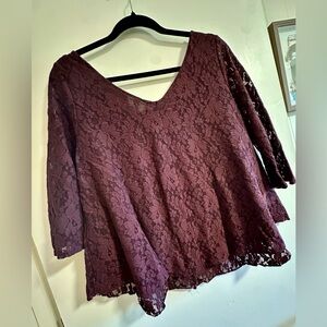 American Eagle Lace Top — Loose and Flowy — Size L — Maroon/Deep Red